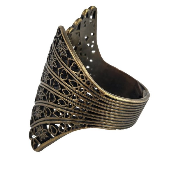 Antique Bronze Tone Metal Clamper Bracelet - Picture 2 of 3